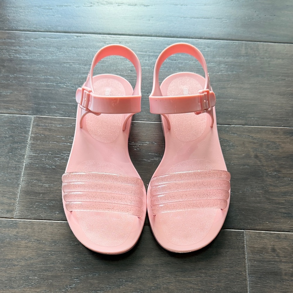 Mini Melissa Pink Glitter Jelly Sandals